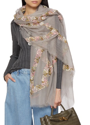 Figure View - Click To Enlarge - LANE'S - Embroidered Wool Shawl
