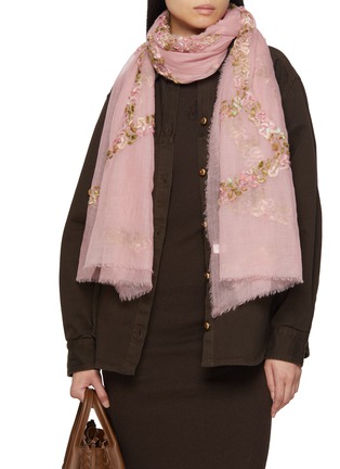 Figure View - Click To Enlarge - LANE'S - Embroidered Wool Shawl