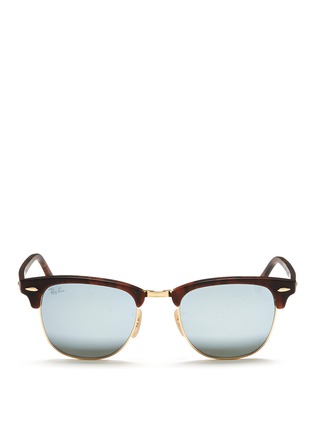 Main View - Click To Enlarge - RAY-BAN - 'Clubmaster' matte acetate browline mirror sunglasses