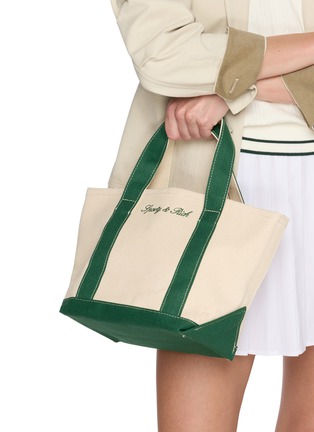 Figure View - Click To Enlarge - SPORTY & RICH - Mini Serif Logo Cotton Tote Bag