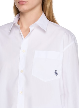  - SPORTY & RICH - Oversized Monogram Embroidered Pocket Cotton Shirt