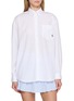 SPORTY & RICH Oversized Monogram Embroidered Pocket Cotton Shirt