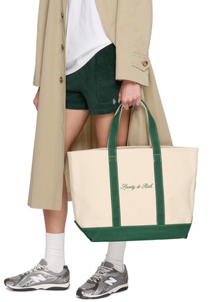 Figure View - Click To Enlarge - SPORTY & RICH - Medium Serif Logo Cotton Tote Bag