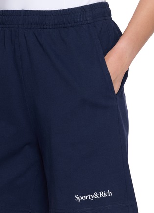  - SPORTY & RICH - Serif Logo Cotton Gym Shorts