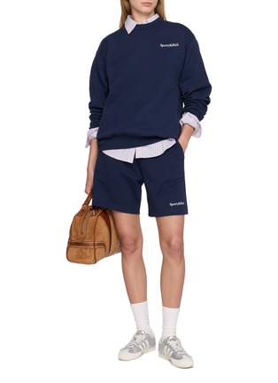 Figure View - Click To Enlarge - SPORTY & RICH - Serif Logo Cotton Gym Shorts