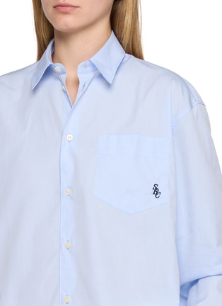 - SPORTY & RICH - Oversized Monogram Embroidered Pocket Cotton Shirt