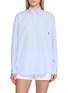 SPORTY & RICH Oversized Monogram Embroidered Pocket Cotton Shirt