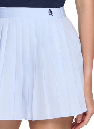  - SPORTY & RICH - Monogram Embroidered Pleated Cptton Mini Skirt