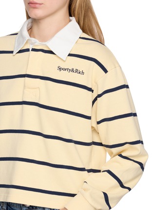  - SPORTY & RICH - Serif Logo Rugby Cotton Polo Shirt