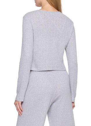 Back View - Click To Enlarge - SPORTY & RICH - Logo Pointelle Cotton Cardigan