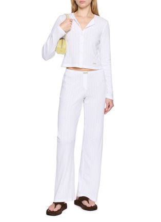Figure View - Click To Enlarge - SPORTY & RICH - Logo Pointelle Cotton Cardigan