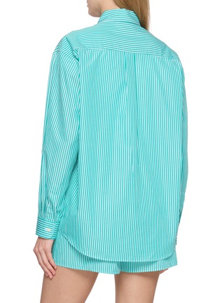 Back View - Click To Enlarge - SPORTY & RICH - Oversized NY Crest Striped Poplin Shirt