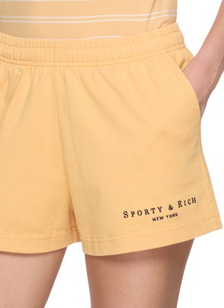  - SPORTY & RICH - Embroidered Disco Cotton Fleece Shorts