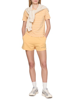 Figure View - Click To Enlarge - SPORTY & RICH - Embroidered Disco Cotton Fleece Shorts