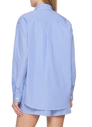 Back View - Click To Enlarge - SPORTY & RICH - Oversized NY Crest Striped Poplin Shirt