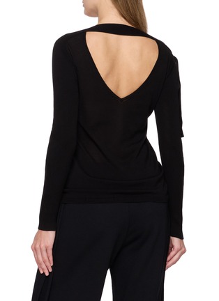 Back View - Click To Enlarge - SHARON WAUCHOB - V Neck Tie Detail Cotton Sweater