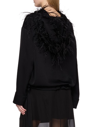 Back View - Click To Enlarge - SHARON WAUCHOB - Aly Long Sleeve Feather Trim Hoodie