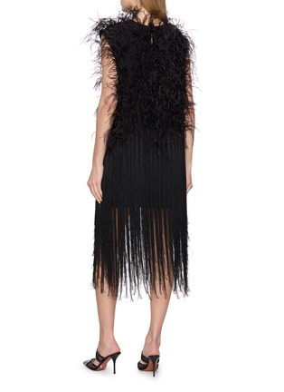 Back View - Click To Enlarge - SHARON WAUCHOB - Embroidered Feather Fringed Dress