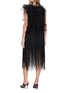 Back View - Click To Enlarge - SHARON WAUCHOB - Embroidered Feather Fringed Dress