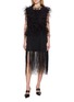 SHARON WAUCHOB Embroidered Feather Fringed Dress