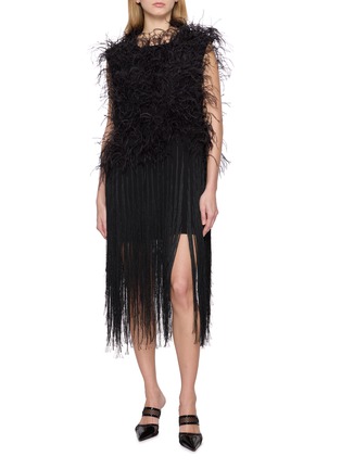Figure View - Click To Enlarge - SHARON WAUCHOB - Embroidered Feather Fringed Dress
