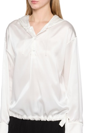  - SHARON WAUCHOB - Lios Long Sleeve Drawstring Hooded Satin Top