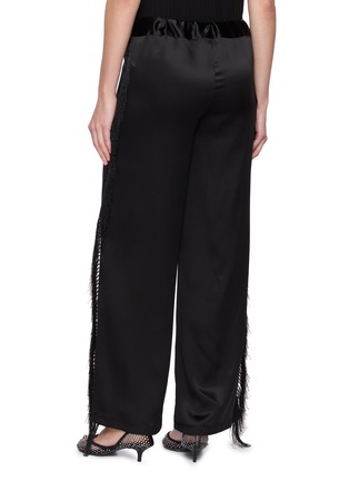 Back View - Click To Enlarge - SHARON WAUCHOB - Malia Drawstring Fringed Satin Pants