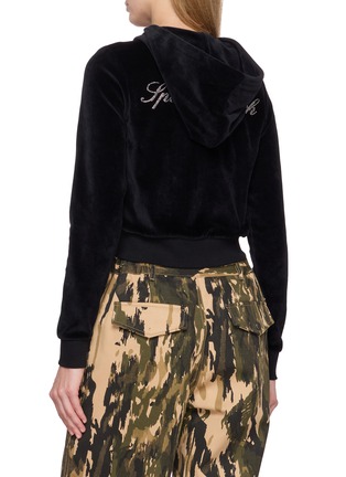 Back View - Click To Enlarge - SPORTY & RICH - Signature Logo Krystal Zip-up Hoodie