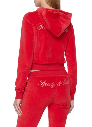 Back View - Click To Enlarge - SPORTY & RICH - Signature Logo Krystal Zip-up Hoodie
