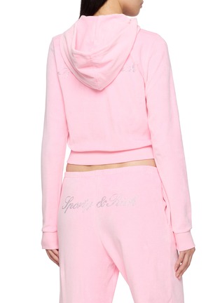 Back View - Click To Enlarge - SPORTY & RICH - Logo Krystal Zip Up Hoodie