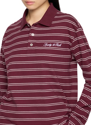  - SPORTY & RICH - Logo Embroidered Striped Easy Polo Shirt