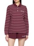 SPORTY & RICH Logo Embroidered Striped Easy Polo Shirt