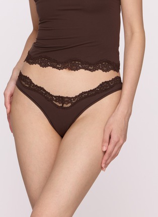 Figure View - Click To Enlarge - SKIMS - Fits Everybody Lace Dipped Thong