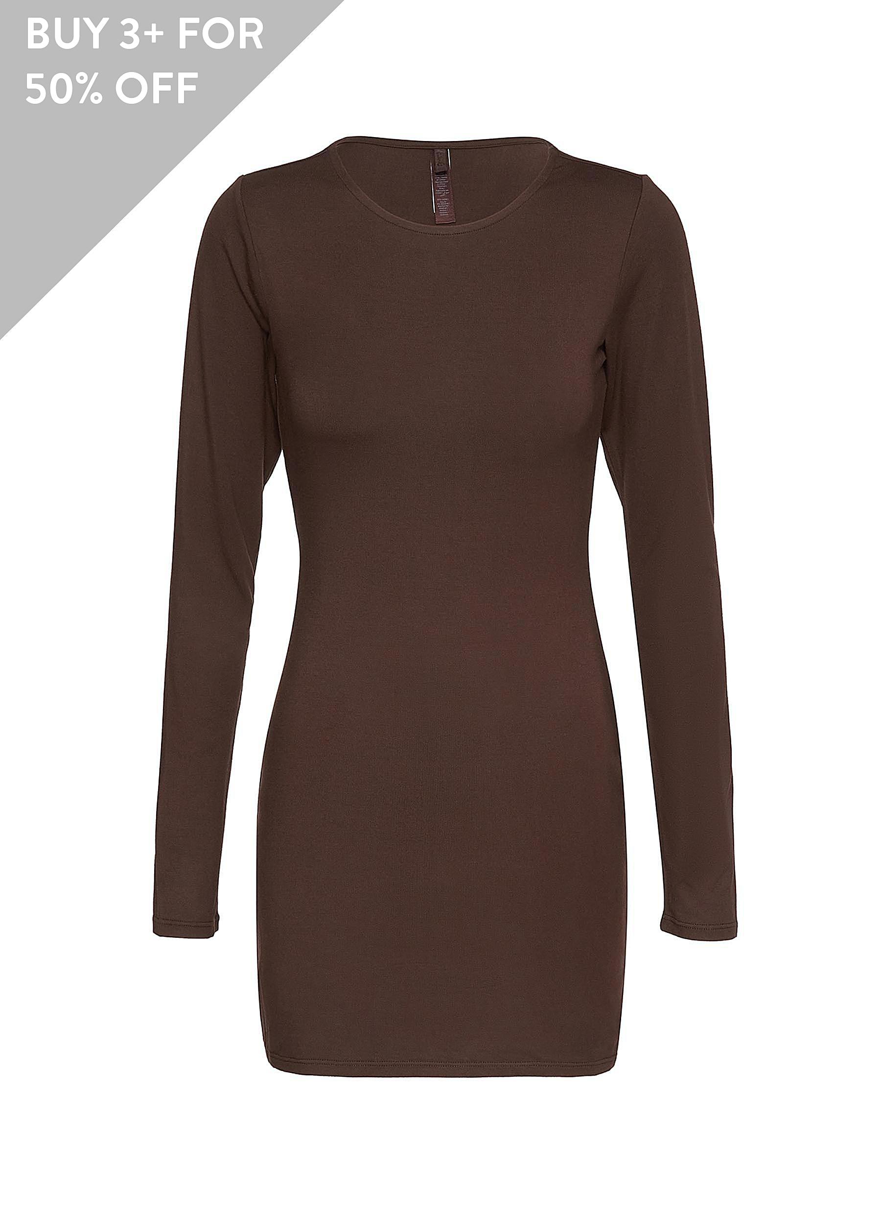 skims long sleeve short dress SKIMS | Smooth Layers Crewneck Mini Dress | Women | Lane Crawford