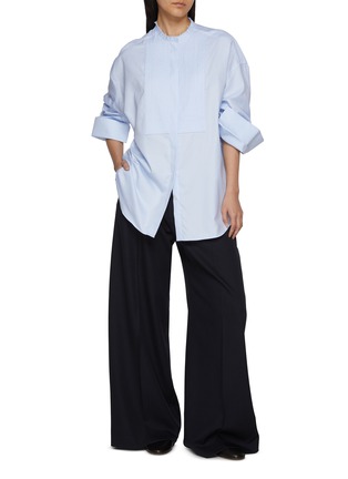 Figure View - Click To Enlarge - NACKIYÉ - Oversized Pleated Cotton Tux Shirt
