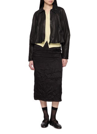 Figure View - Click To Enlarge - NACKIYÉ - Pixie Paneled Cropped Leather Jacket