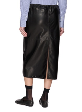 Back View - Click To Enlarge - NACKIYÉ - Runway Elasticated Waist Leather Midi Skirt