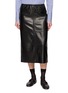 NACKIYÉ Runway Elasticated Waist Leather Midi Skirt