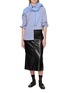 Figure View - Click To Enlarge - NACKIYÉ - Runway Elasticated Waist Leather Midi Skirt