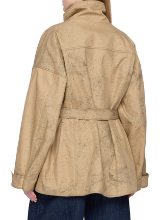 Back View - Click To Enlarge - NACKIYÉ - Cargo Belted Macchiato Print Cotton Coat