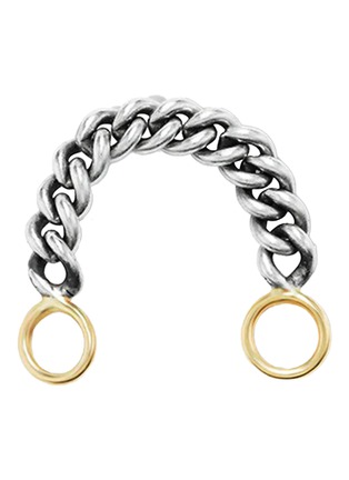 Main View - Click To Enlarge - MARLA AARON - Heavy Curb Chain 14K Gold Sterling Silver Ring — Size US 7.5-8.5