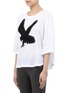 Front View - Click To Enlarge - STELLA MCCARTNEY - Eagle-appliqué elbow-length cotton T-shirt