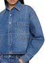  - ALEXANDERWANG - Cropped Faded Fold Lines Denim Shirt