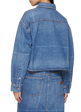 Back View - Click To Enlarge - ALEXANDERWANG - Cropped Faded Fold Lines Denim Shirt