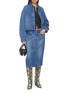 Figure View - Click To Enlarge - ALEXANDERWANG - Cropped Faded Fold Lines Denim Shirt