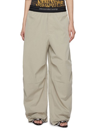 Main View - Click To Enlarge - ALEXANDERWANG - Pleated Knee Logo Waistband Pants