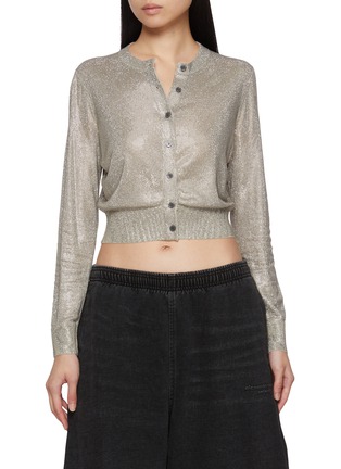 Main View - Click To Enlarge - ALEXANDERWANG - Crystal Hotfix Sheer Cardigan