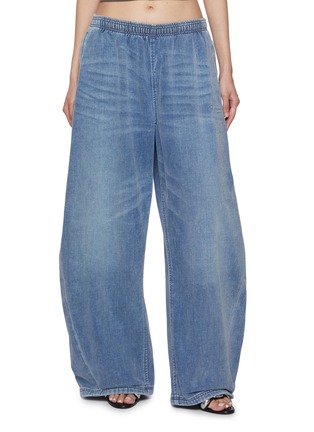 Main View - Click To Enlarge - ALEXANDERWANG - Elasticated Drawstring Waistband Denim Sweatpants