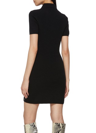 Back View - Click To Enlarge - ALEXANDERWANG - Knitted Logo Patch Polo Wool Mohair Dress