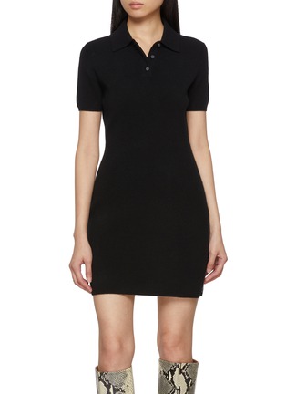 Main View - Click To Enlarge - ALEXANDERWANG - Knitted Logo Patch Polo Wool Mohair Dress